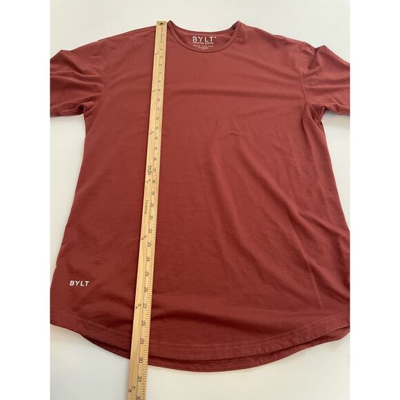 BYLT Premium Basics Size L Brick Red Drop Cut T-Shirt - Picture 4 of 4